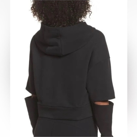 Alo Yoga Peak Women's Cropped Cutout Sleeve Pullover Crop Sweatshirt NWOT - Picture 2 of 4